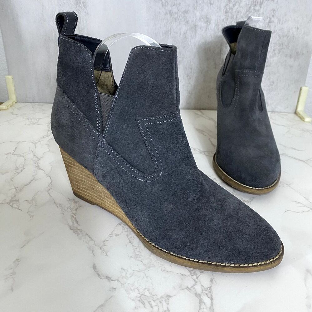 Blondo Gray Suede Wedge Ankle Booties